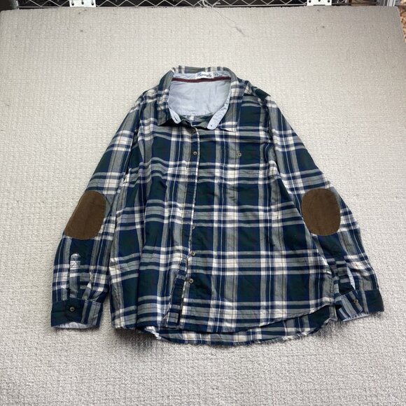 Lot x2 Blue Crush Plus Lumberjack Camp Flannel Plaid Button Up 3X Elbow Patch - Picture 11 of 12